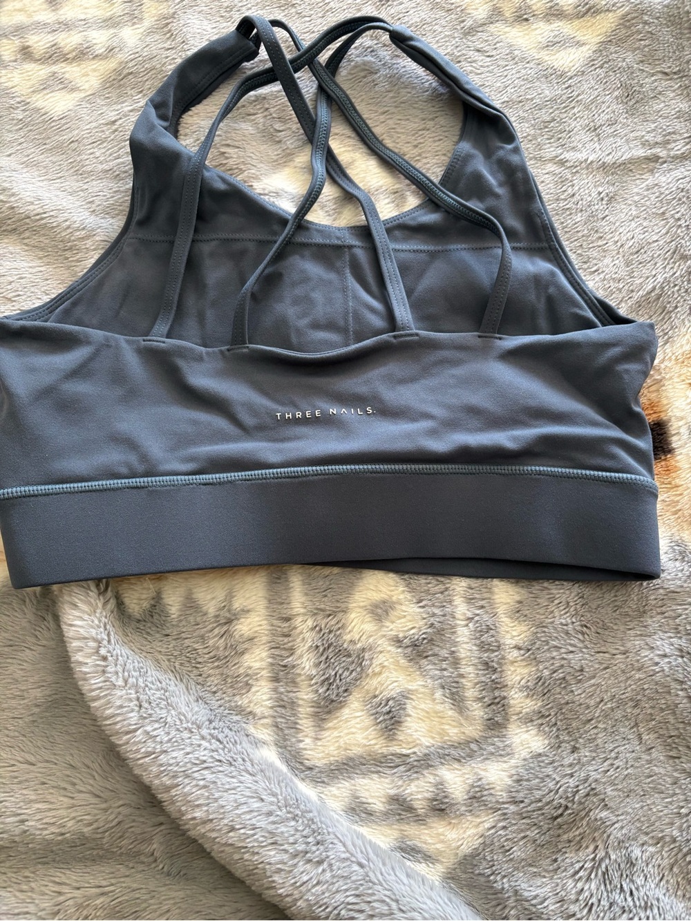 Three Nails Cross-Back High Neck Sports Bra - Slate Gray - Picture 2 of 3